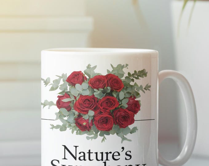 Floral Mug, Nature's Symphony Coffee Cup, Gift for Flower Lovers, Gardeners, Birthday Present, Mother's Day Mug, Personalised Name