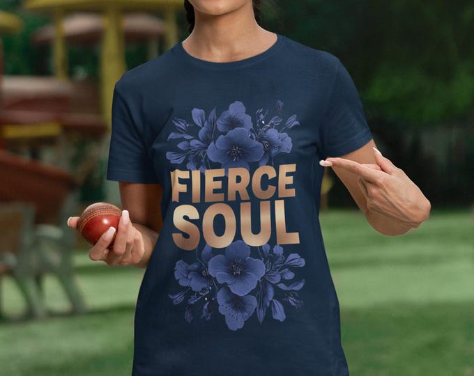 Fierce Soul Black T-Shirt, Unisex Floral Tee, Motivational Gift, Empowering Apparel, Comfortable Everyday Wear - Unisex Softstyle Shirt,
