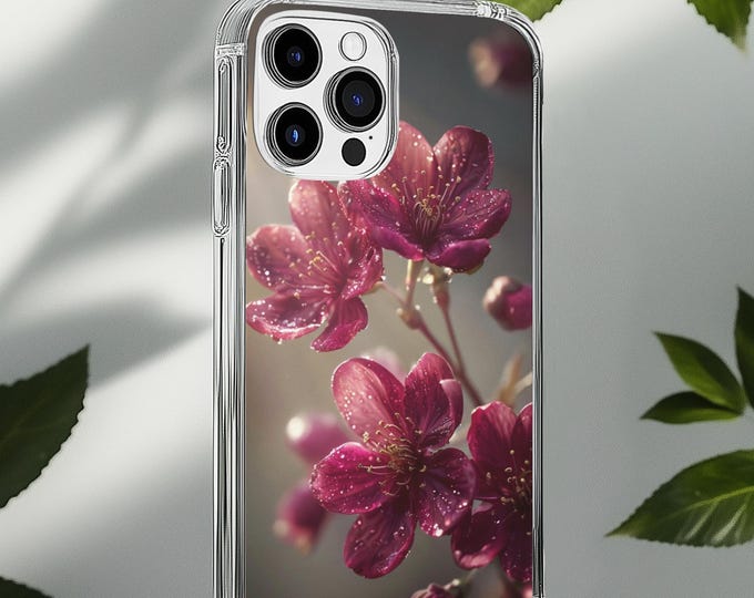 Floral Phone Cover, Flower Petal Magnetic Clear Impact Case, Durable Protection, Nature Lover Gift, Spring Decor, Eco-Friendly, Phone Case,