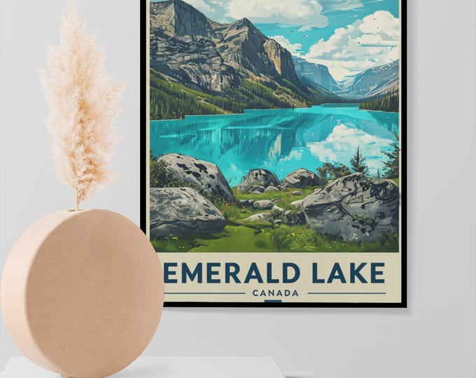 Emerald Lake Poster - Nature Wall Art, Canadian Landscape Print, Home Décor, Adventure Gift, Modern Aesthetic
