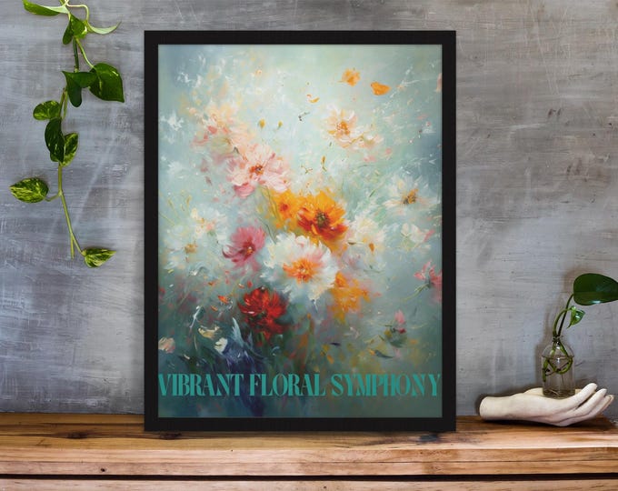 Impressionist Monet Painting, Vibrant Flowers Wall Art, Cosmos Flowers Canvas, Lush Background Artwork, Home Decor, Digital Art Print