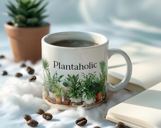 Planta-holic Ceramic Mug - Perfect for Plant Lovers, Boho Home Decor, Gift for Gardener, Personalized Coffee Cup, Eco-Friendly Kitchenware