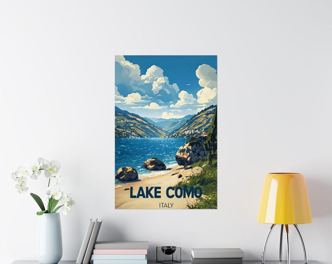Lake Como Matte Vertical Posters - Vintage Travel Art, Home Decor, Wall Art, Gift for Travelers, Italy Wall Decor