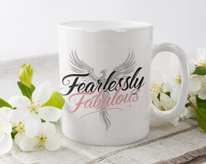 Fearlessly Fabulous Metallic Mug - Inspirational Coffee Cup, Gift for Her, Stylish Drinkware for Empowerment, Unique Mug, Silver/Gold