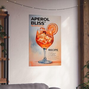 Schickes Vertikales Poster-Paar: Aperol Spritz Cocktail Rezeptkunst für stilvolle Hausbars