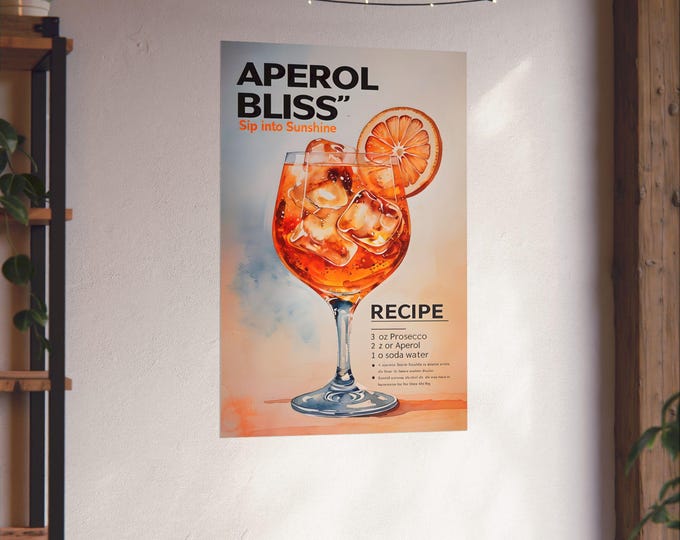 Chic Vertical Poster Pair: Aperol Spritz Cocktail Recipe Art for Stylish Home Bars