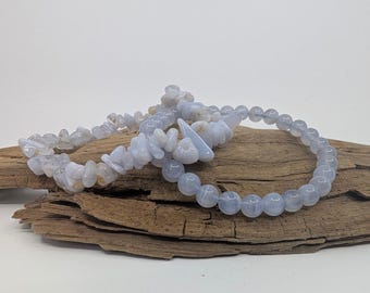 Blue Lace Agate Bracelet – Chip & 6mm Beads