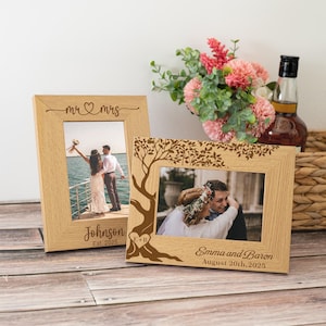 Personalized Wedding Gifts,Wooden Wedding Photo Frame,Engraved Wedding Picture Frame With Date,Custom Wedding Gift For Couple Gifts