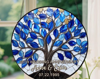Personalized Wedding Anniversary Suncatcher,Wedding Stained Glass Sun Catcher,Wedding Anniversary Gift For Lover,Wedding Gift,Window Hanging