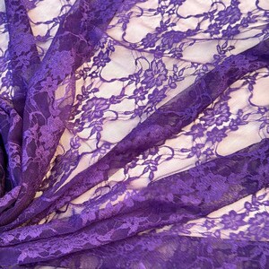 Luxury Purple Lace Fabric, Floral Lace Material by Yard, Elegant Bridal Dress Fabric, Romantic Soft Textile for Sewing Elegant Soft Drees