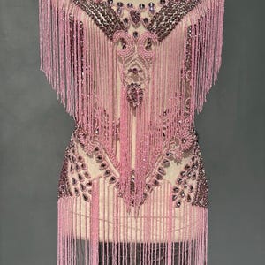 Pink Rhinestone Bodice Appliqué: Elegant Dress Embellishment