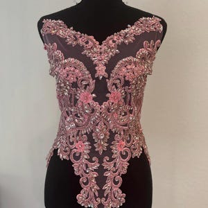 Pink Rhinestone Bodice Appliqué: Sparkling Gown Embellishment
