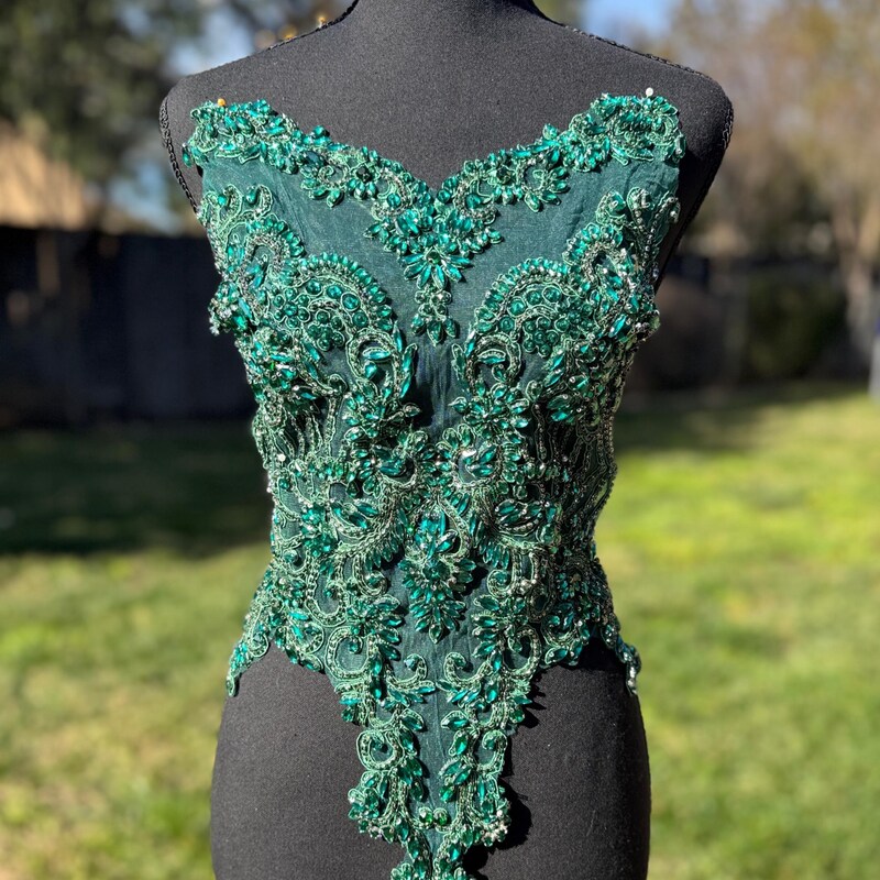 Ruched Bodice Evening Dress with Overlap Skirt Emerald main image 1