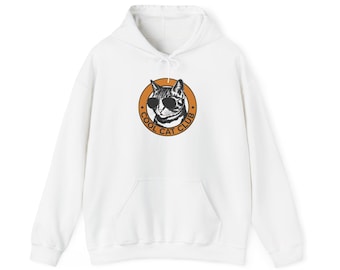 Cat Club Hoodie, Sunglasses Graphic, Unisex Pullover