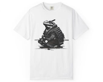 Samurai Frog T-Shirt: Japanese Warrior, Black and White