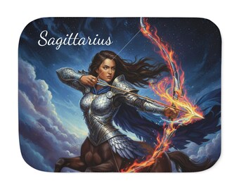 Sagittarius Archer Illustration Sherpa Blanket | Zodiac Archer Throw