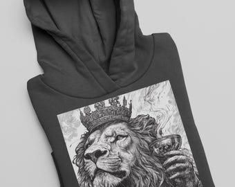 Lion King Crown Toast Hoodie: Black and White Unisex Sweatshirt