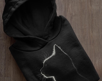 Cat Silhouette Black Hoodie: Feline Pet Owner Pullover