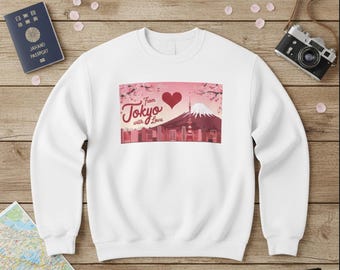 Tokyo Skyline Sweatshirt: Mt Fuji Pink Skyscape Crewneck
