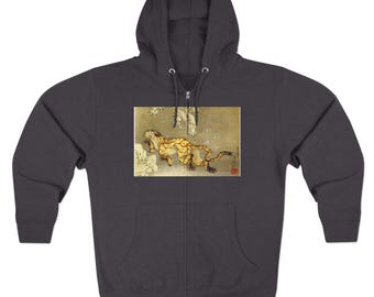 Japanese Tiger Art Zip Hoodie: Keyamura Rokusuke Samurai Design