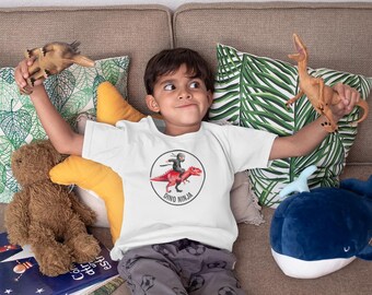 Kids Dino Ninja T-Shirt: Cartoon Dragon Warrior Tee