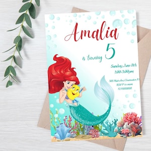 Little Mermaid Invitation Little Mermaid Birthday Invitation Ariel Birthday Invitation Little Mermaid Party Invite EDITABLE Instant Digital