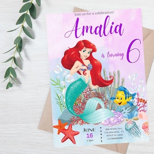 Little Mermaid Invitation Little Mermaid Birthday Invitation Ariel Birthday Invitation Little Mermaid Party Invite EDITABLE Instant Digital