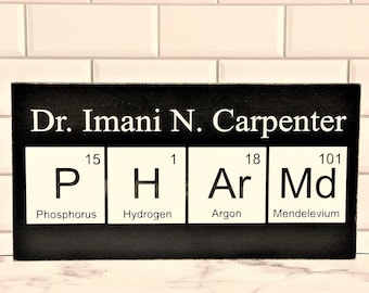 Pharmacist Gift Periodic Elements Table ~ PharmD Desk Name Plate ~ Pharmacy Graduation ~ Pharmacy Technician ~ Apothecary Sign Elements Sign