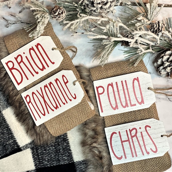 Christmas Stocking Tags ~ Stocking Name Tags ~ Stocking Tags ~ Wooden Name For Stocking ~ Christmas Stocking Name ~ Stocking Decor Wood Tag