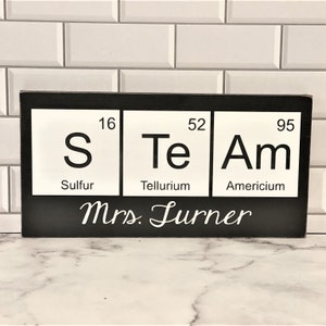 STEM Teacher Gift ~ Science Teacher Appreciation Math Teacher Sign ~ Personalized Teacher Name Sign ~ Women in STEAM Gift ~ Classroom Decor