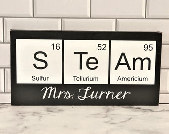 STEM Teacher Gift ~ Science Teacher Appreciation Math Teacher Sign ~ Personalized Teacher Name Sign ~ Women in STEAM Gift ~ Classroom Decor