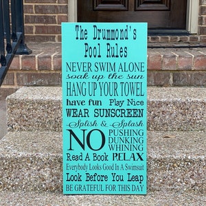 Pool Sign Lake House Décor Custom Wood Sign For Pool ~ Patio Décor Pool Signs Deck Sign ~ Pool Décor Patio Sign Pool Rules Sign ~ Pool House