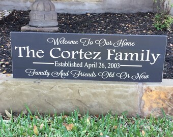 Personalized Welcome Sign ~Welcome To Our Home ~Family Name Plaque Wooden Signs ~Last Name Established Sign ~Housewarming Gift ~Porch Sign