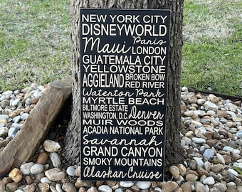 Custom Travel Gift Places Of Travel ~ Anniversary Gift Travel Sign Vacation Places Destination Sign ~ Gift For Traveler Locations Sign