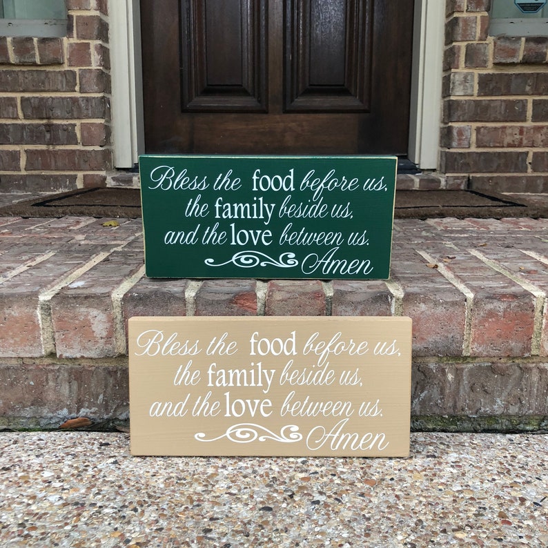 Kitchen Decor Wall Art Bless The Food Before Us Wooden | Etsy