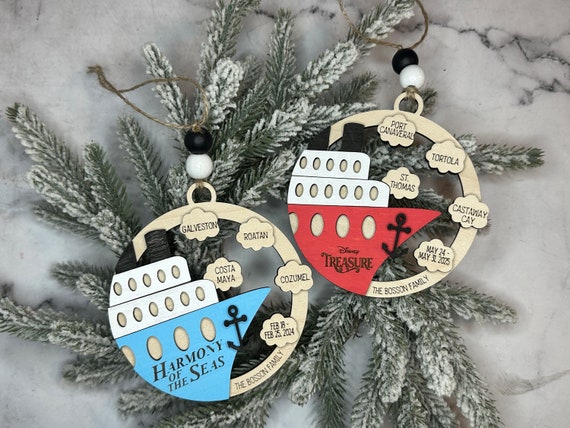 Personalized Cruise Christmas Ornaments | Family Vacation Fish Extender Gifts Custom Ornament Travel Gift | Family Ornament Cruise Gifts
