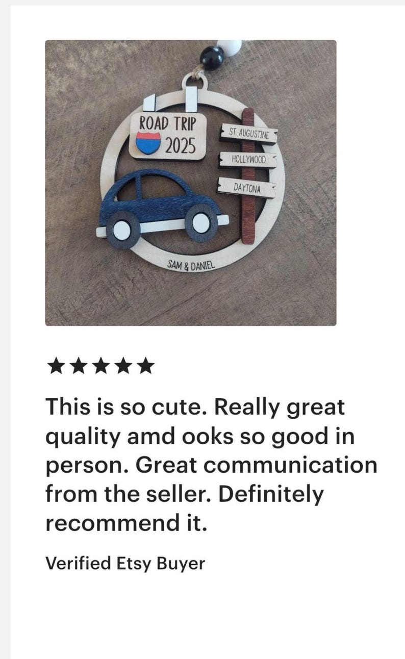 Add a touch of charm to your Christmas tree with our laser engraved wood road trip ornament. Handcrafted with love, this unique piece captures the essence of adventure. Perfect for travel enthusiasts and wanderlust souls! A wonderful gift for anyone who loves hitting the open road. We can add up to 7 locations on this ornament to customize this to your favorite adventure. Order yours today!