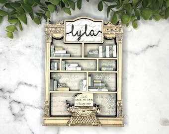 Typewriter Book Lover Gift Book Nook Bookshelf Decor - Writer Gift For Her Library Decor Personalized Teacher Gift - Booktok Book Gift