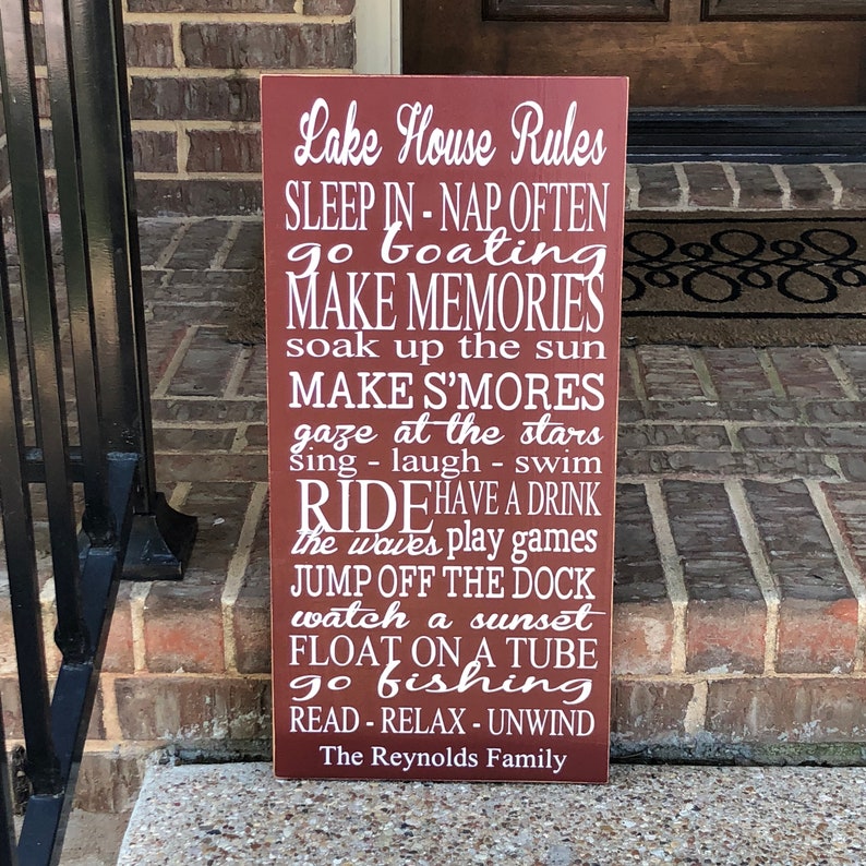 Lake House Sign ~ Family Name Lake House Rules Sign ~ Lake House Decor ~ Lake Sign ~ Lake Life ~ Sign For Lake House ~Lake House Wall Art