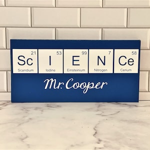 Science Teacher Gift ~ Teacher Desk Name Plate Periodic Table ~ Science Classroom Decor ~ Teacher Sign ~ Chemistry Biology Teacher Gifts