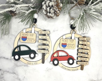 Road Trip Ornament Travel Gift For Travelers - Laser Engraved Family Christmas Ornaments - Travel Lover Gift Custom Ornament Travel Ornament