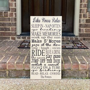 Custom lake house rules sign can be personalized with your name and/or lake name as well as any custom rules you need.