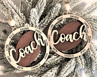 Football Ornament Coaches Gift Tree Ornament ~ Football Coach Gift Custom Christmas Ornaments ~ Laser Engraved Gift For Coach Appreciation