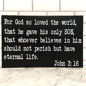 Scripture Wall Art John 3 16 For God So Loved The World Custom Wood Sign ~ Bible Decor Christian Sign ~ Religious Art Bible Verse Sign