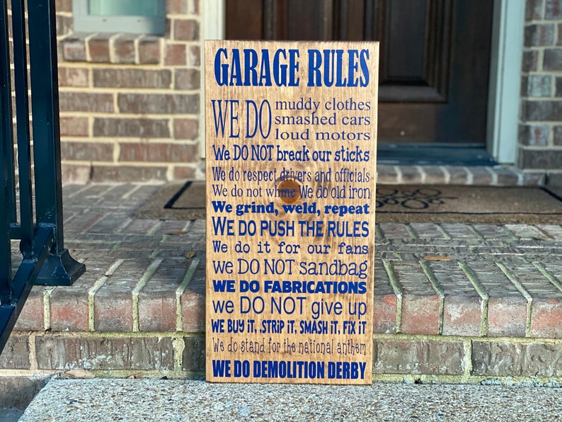 Demolition Derby House Rules Custom Wood Sign Derby Racing Etsy