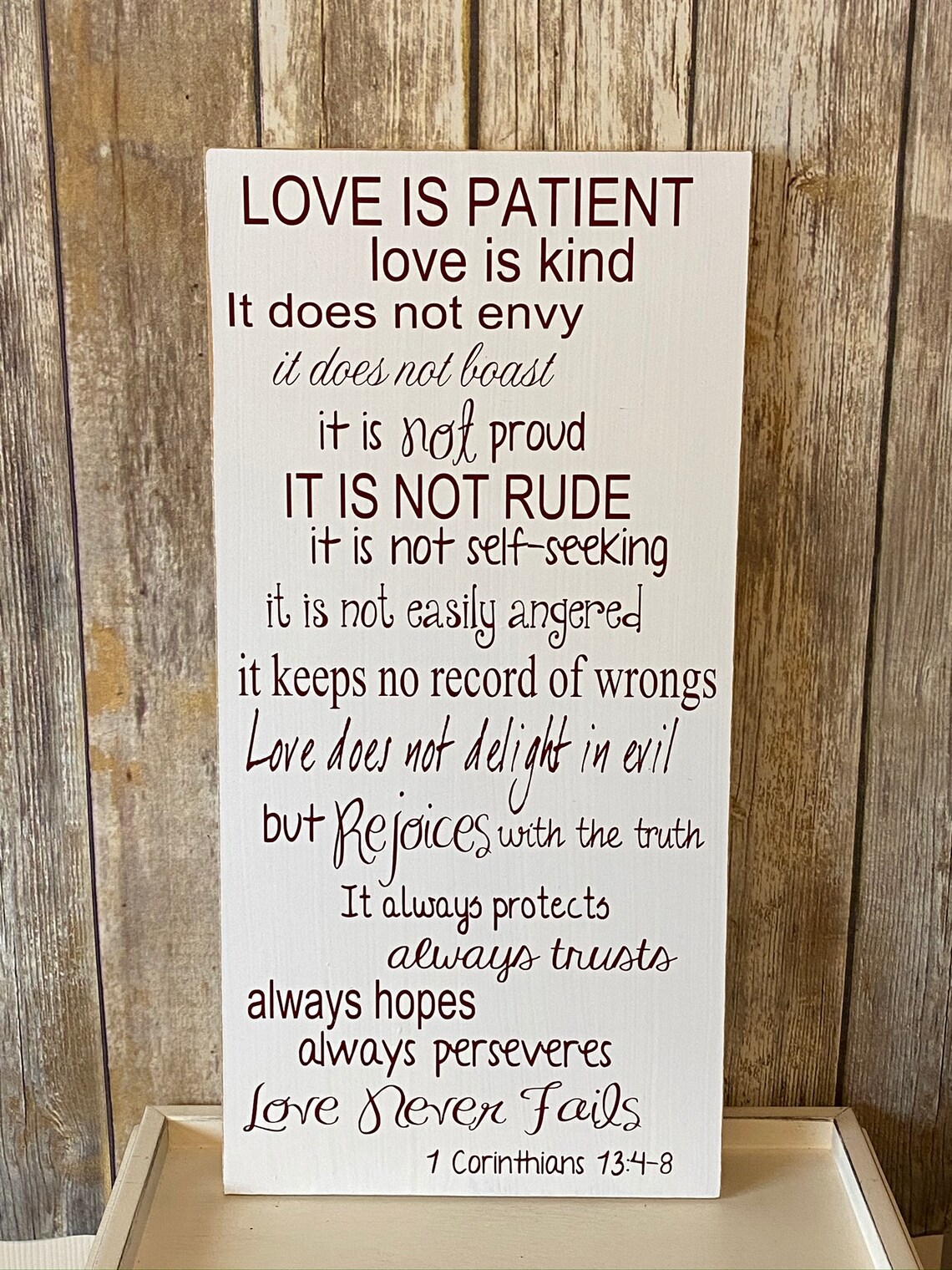 Love is Patient Love is Kind 1 Corinthians 1348 Custom Wood Etsy