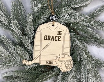 Hockey Mom Gift Custom 2026 Christmas Ornament Personalized Gift - Hockey Coach Team Gift - Hockey Jersey Gift Ornament Laser Engraved Gift