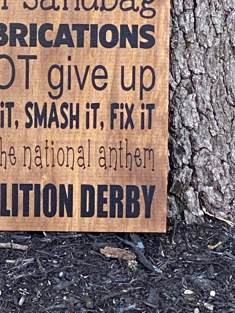 Demolition Derby House Rules Custom Wood Sign Derby Racing Etsy