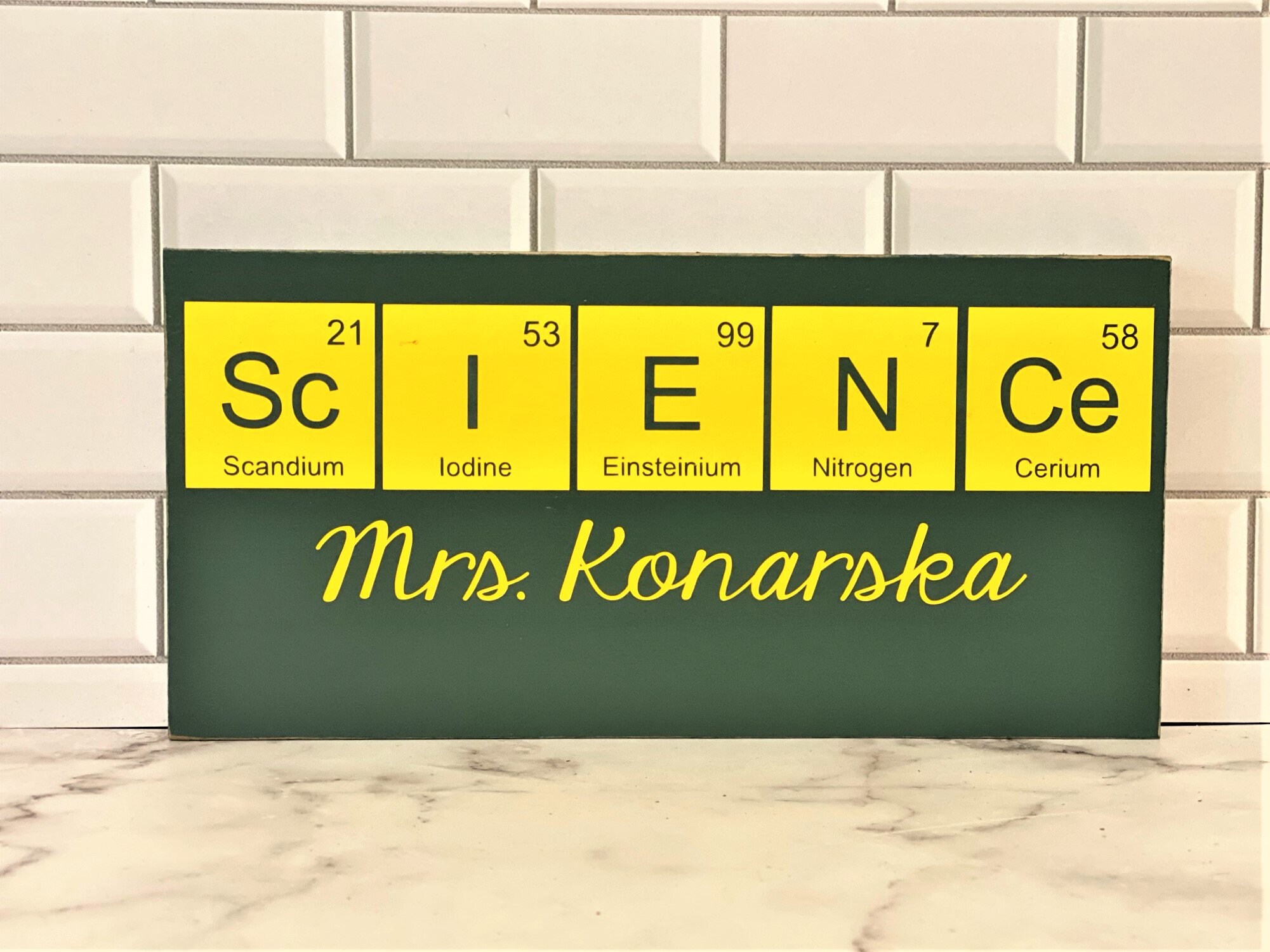 Custom Science Teacher Name Plate - Personalized Acrylic Desk Sign For Classroom, Chemistry Teacher Gift Idea