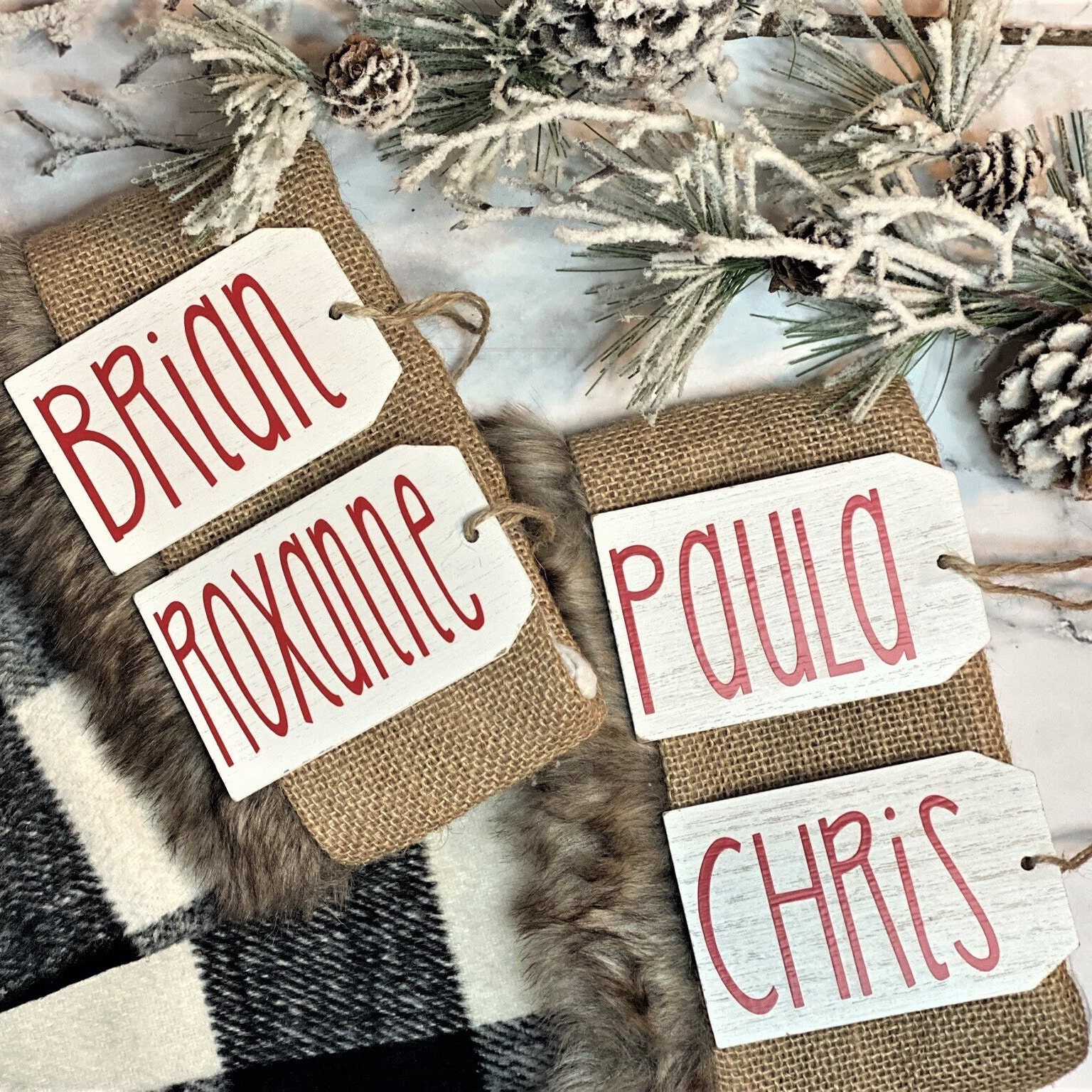 Christmas Stocking Name Tag Signs, Kids, Personalized Childrens Wooden Name  Sign, SMALL Names For Xmas Tree, Wood Name Cards, Holiday Decor
